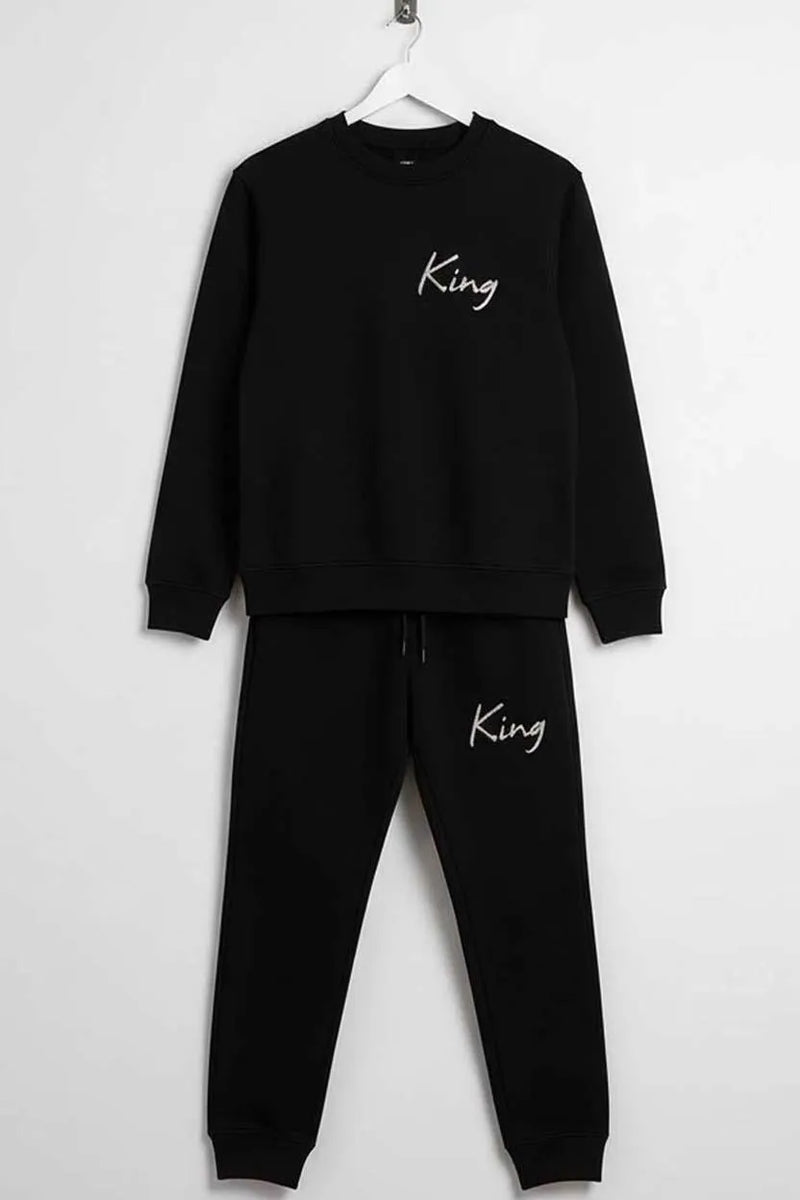 2 Pcs Men's Fleece Printed Track Suit