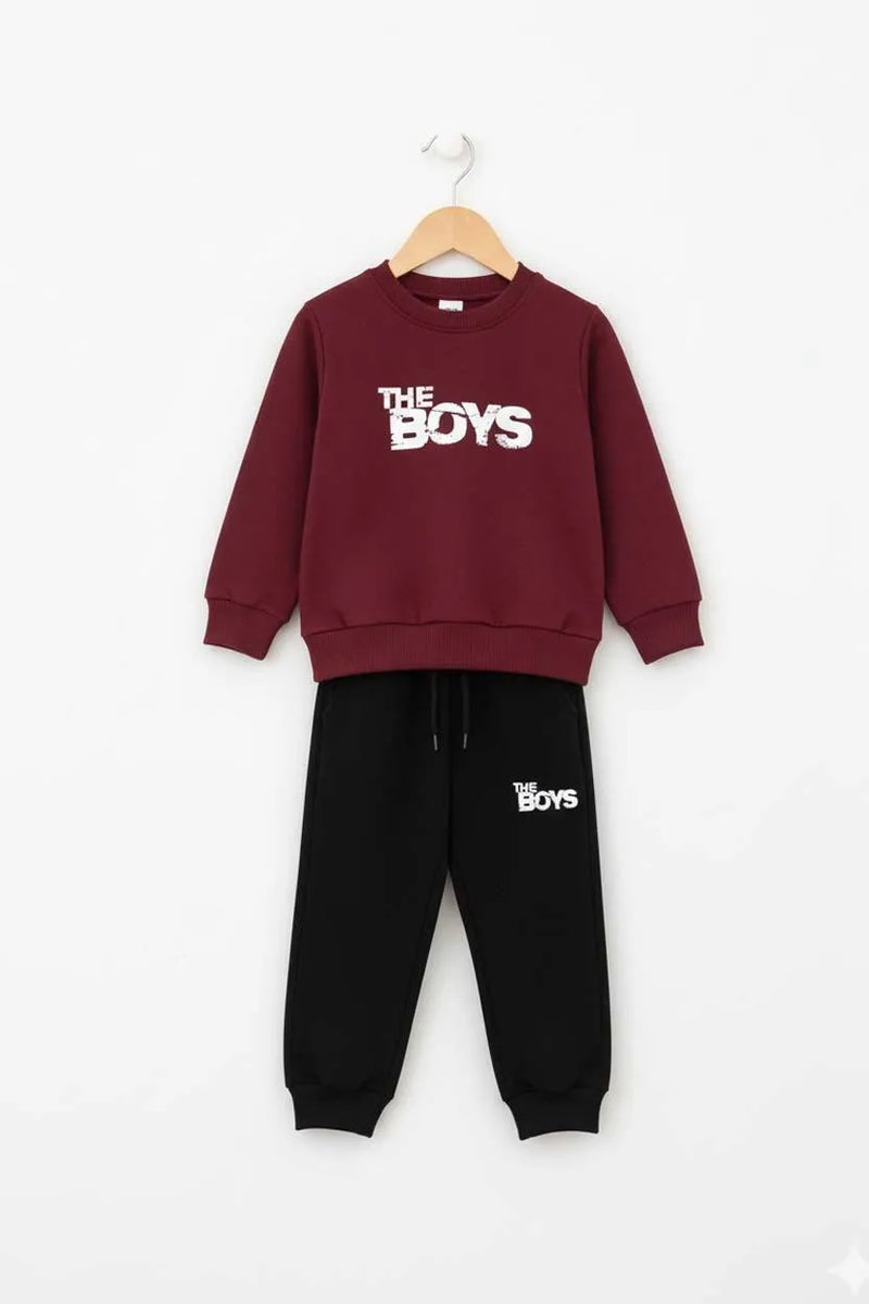 2 Pcs Boys and Girl's Polyester Fleece Printed Tracksuit