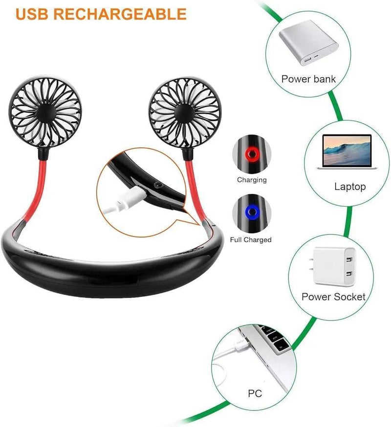 Compact Neck Fan - 1 Pc Portable Wearable Fan in Black
