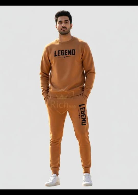 2 Pcs Men's Fleece Printed Track Suit